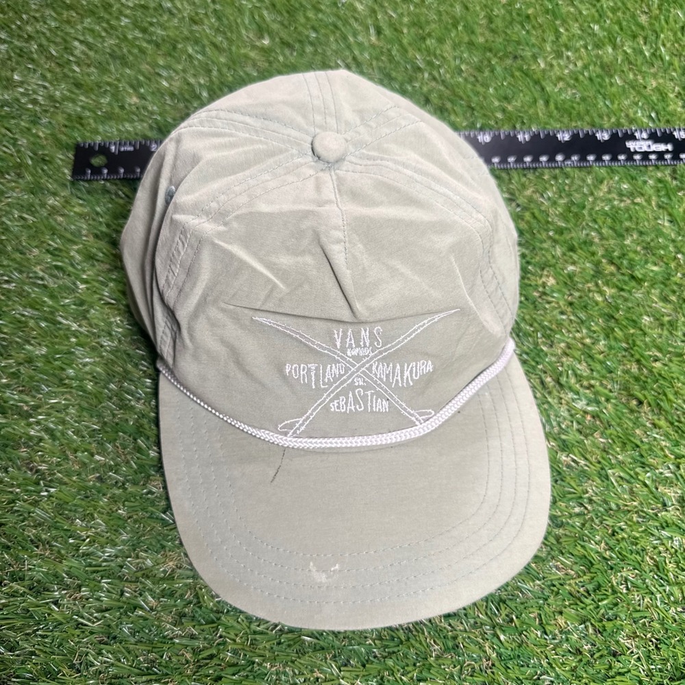 VTG Vans Portland‎ Kamakura Sebastian Baseball Cap Olive Green Detail Strapback